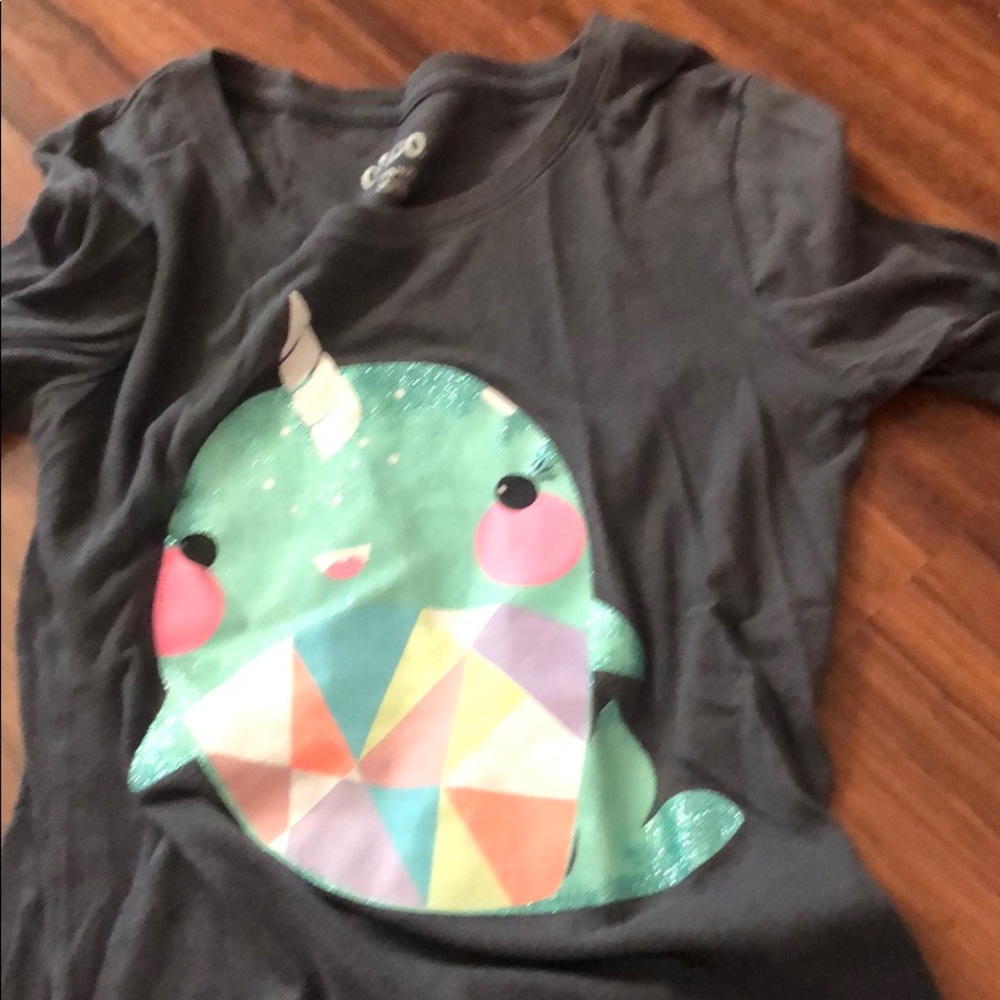 Glittery Narwhal Gray Shirt